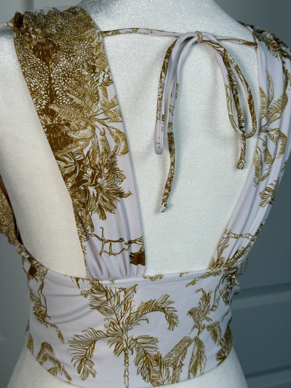 GEODE SWIMWEAR Rio Tankini Top , Size Small, Tan/white Print - Picture 10 of 14
